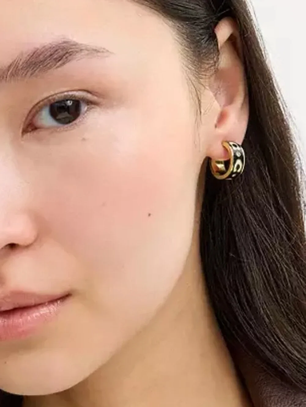 Coach Signature Enamel Huggie Earrings